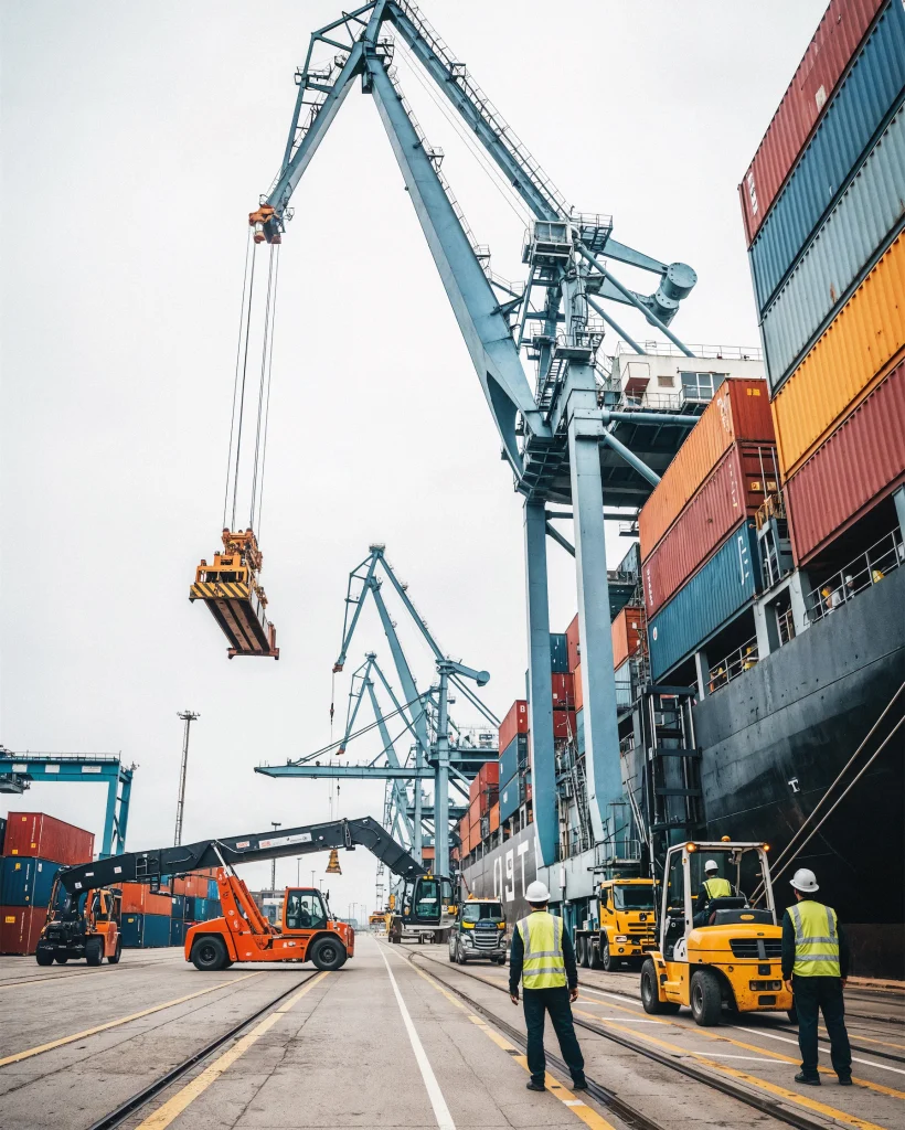 container-port-operations-cranes-trucks-cargo